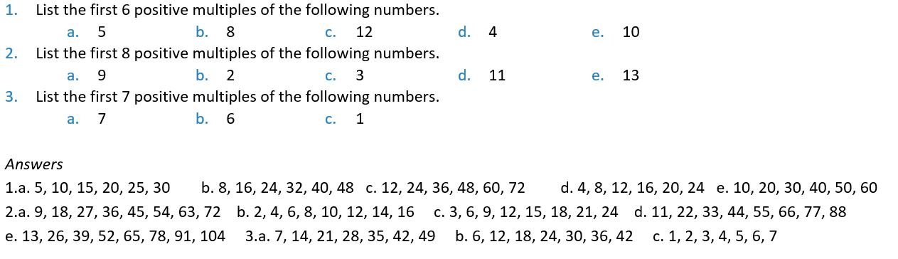 Listing Multiples – mathsquad